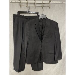 Ralph Lauren Suit Men 40R 42R Gray Striped 2B Wool Academia 34X29‎ Pants Luxury